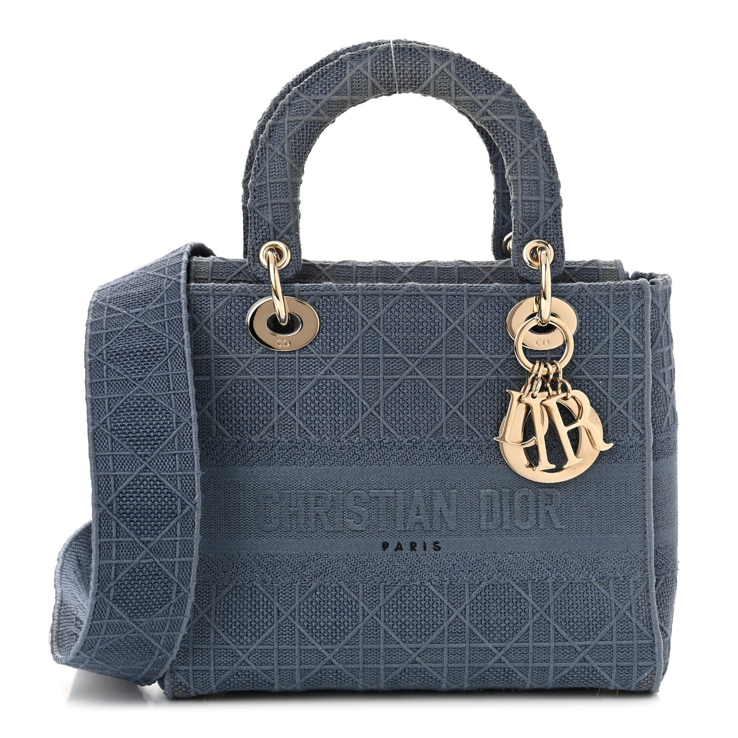 Canvas Embroidered Cannage Medium Lady D-Lite Denim Blue