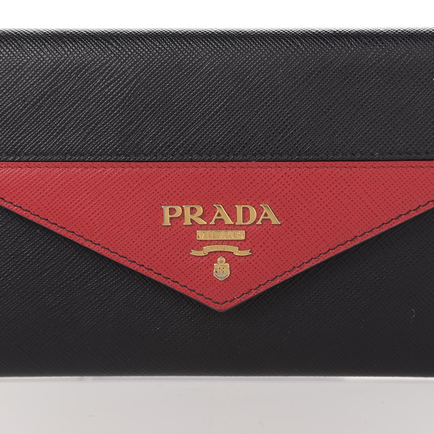 Prada Saffiano Bi-Color Envelope Wallet Black Fuoco 16 of 16