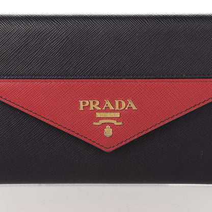 Prada Saffiano Bi-Color Envelope Wallet Black Fuoco 16 of 16