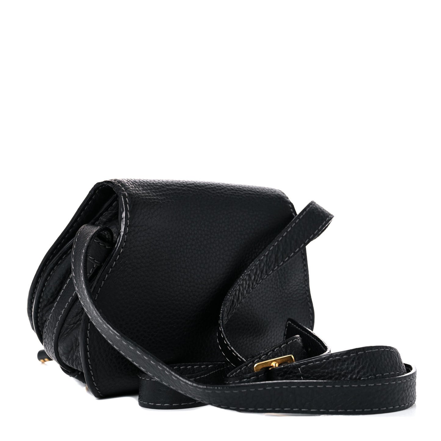 Calfskin Mini Marcie Round Crossbody Bag Black