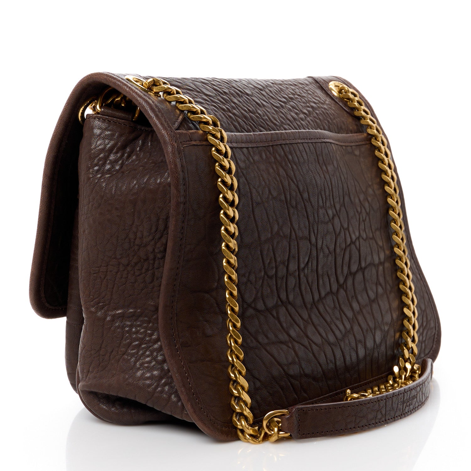 Saint Laurent Grained Lambskin Monogram Medium Niki Chain Satchel Dark Cork 3 of 13