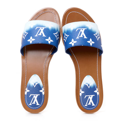 Louis Vuitton Monogram Escale Lock It Flat Mule 37.5 Blue 2 of 10