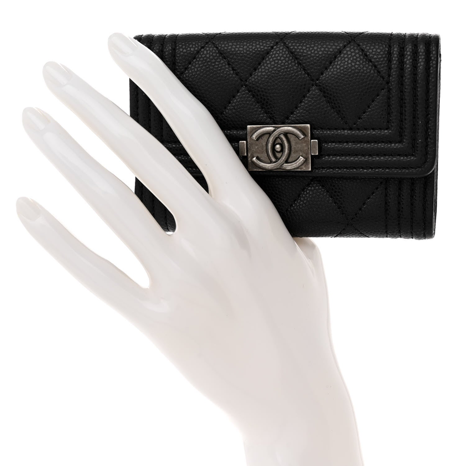 Chanel Caviar Quilted Boy Flap Card Holder Black 2 of 10
