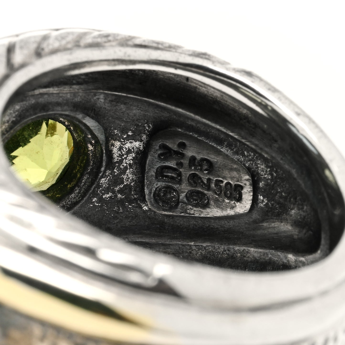 Sterling Silver 14K Yellow Gold 17mm Blue Topaz Peridot Renaissance Ring 52 6