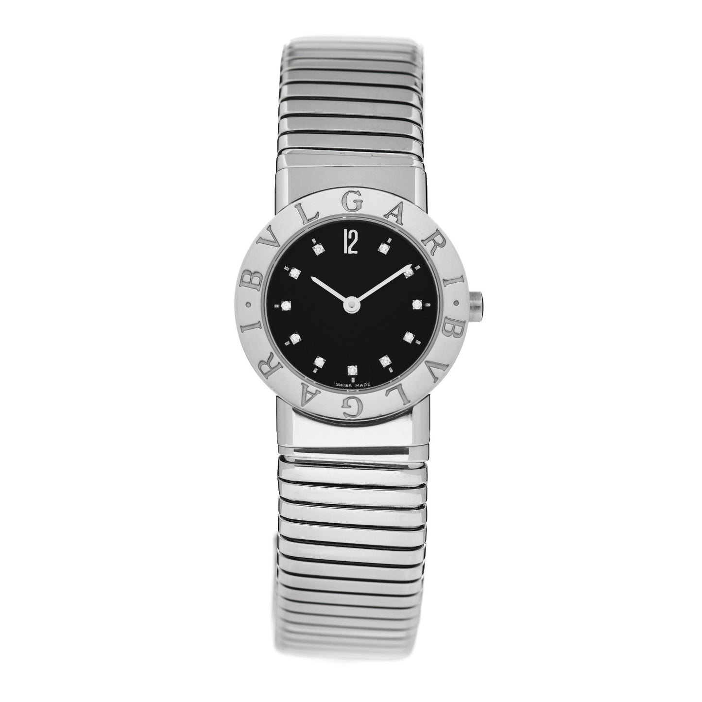 Stainless Steel Diamond 26mm Tubogas Quartz Watch Black