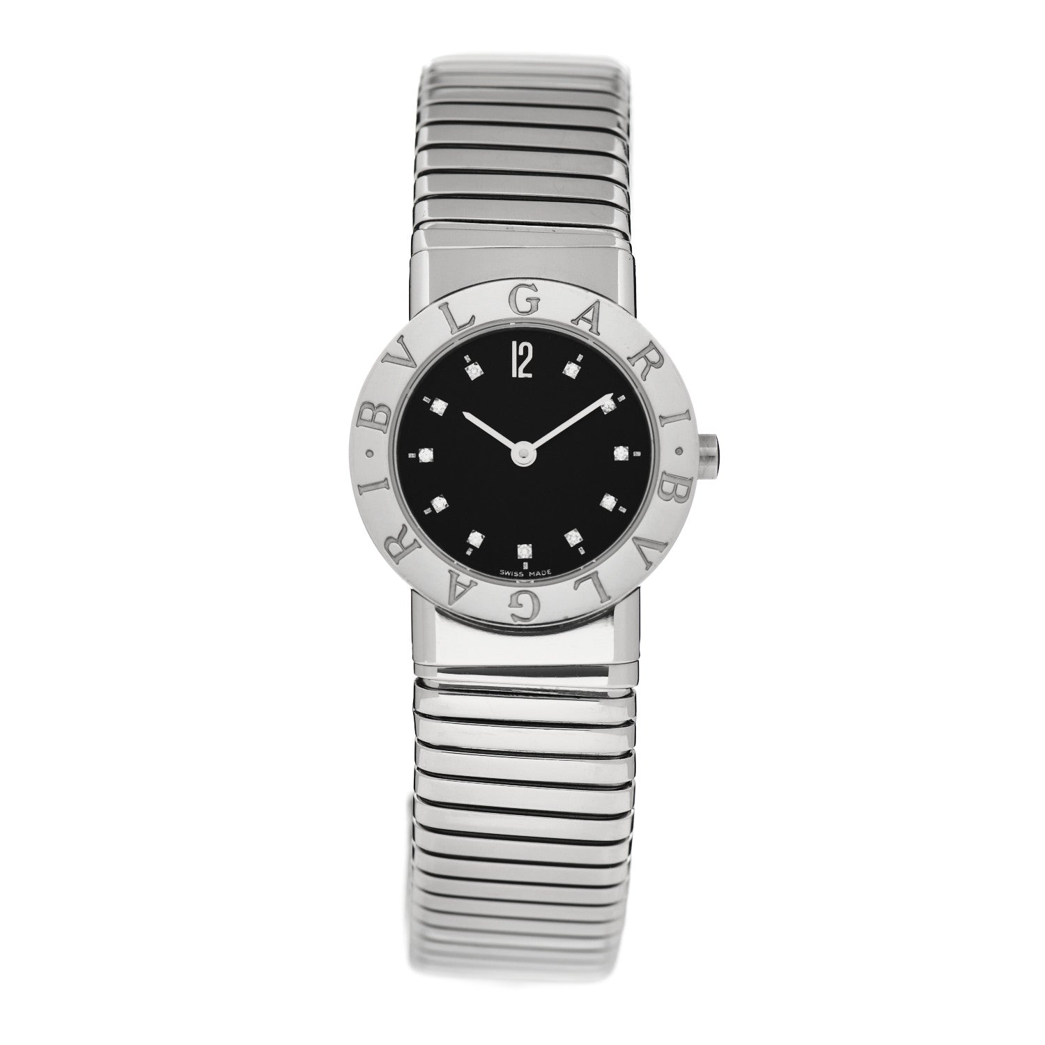 Bulgari Stainless Steel Diamond 26mm Tubogas Quartz Watch Black 1 of 5