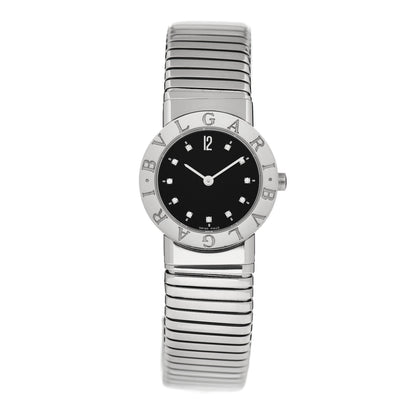 Bulgari Stainless Steel Diamond 26mm Tubogas Quartz Watch Black 1 of 5