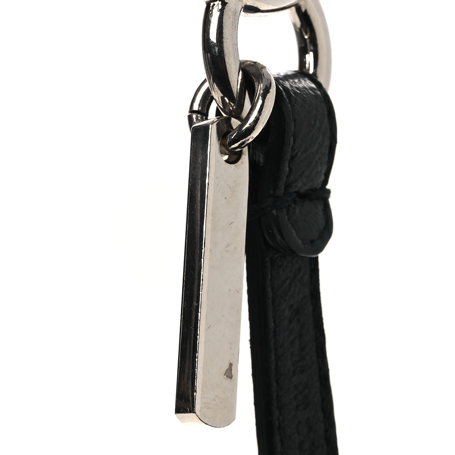 Fendi Lambskin Fox Fur Super Karlito Pom Pom Bag Charm Black White 5 of 6