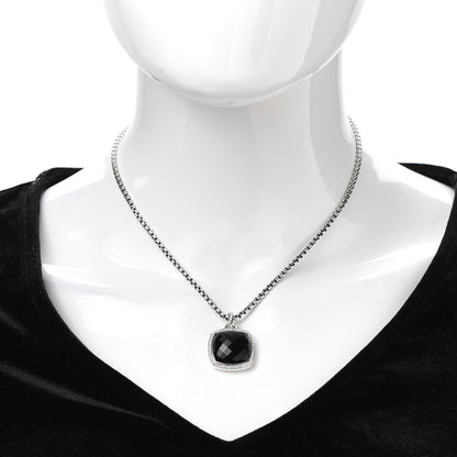 David Yurman Sterling Silver 14K Yellow Gold Diamond Black Onyx 17mm Albion Pendant Necklace 2 of 5