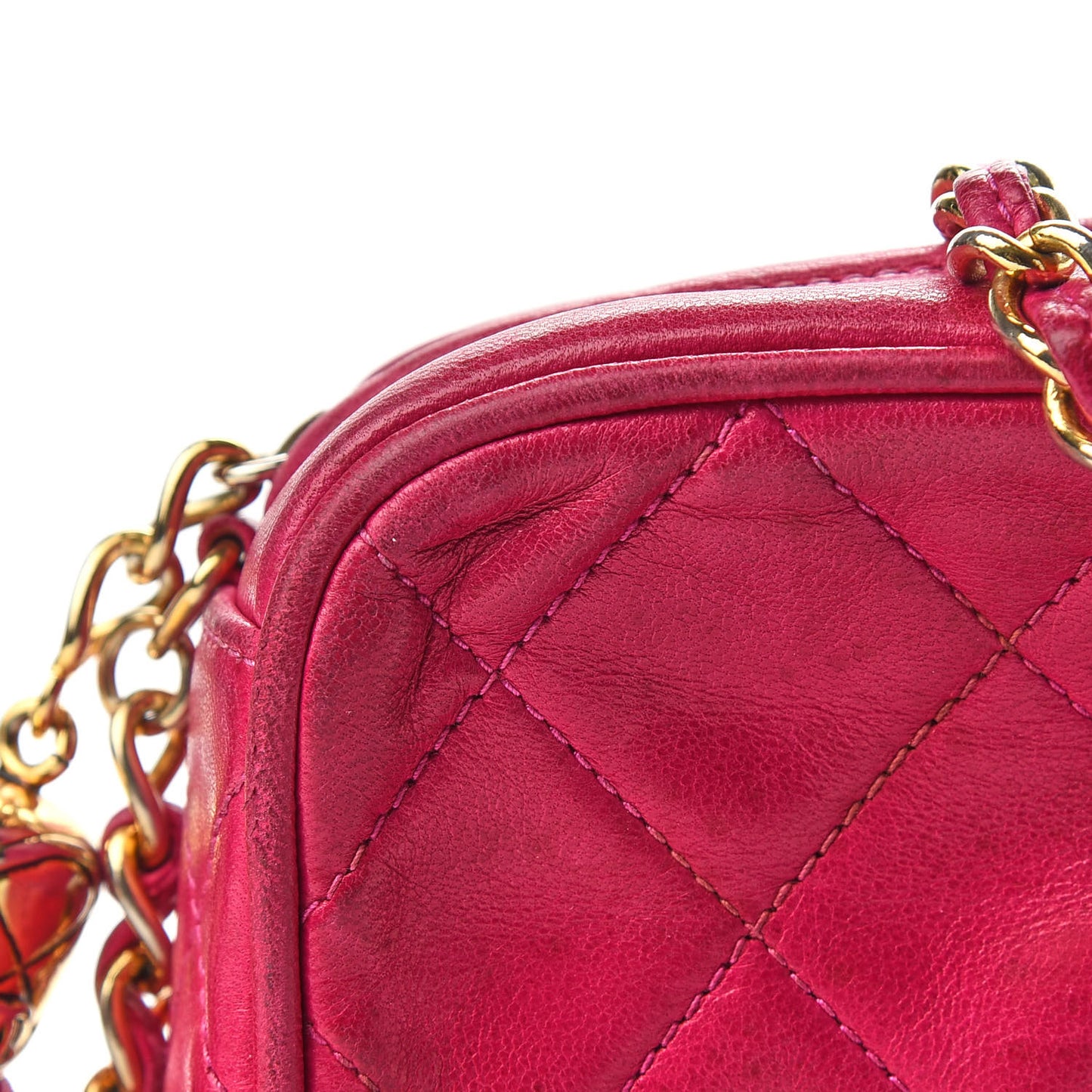 Lambskin Quilted CC Tassel Camera Case Pink