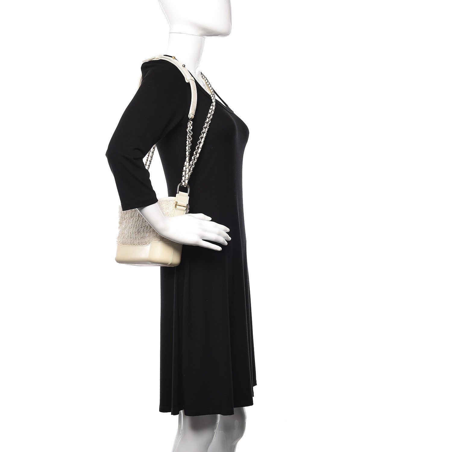 Chanel Tweed Calfskin Quilted Small Gabrielle Hobo Ivory 2 of 13