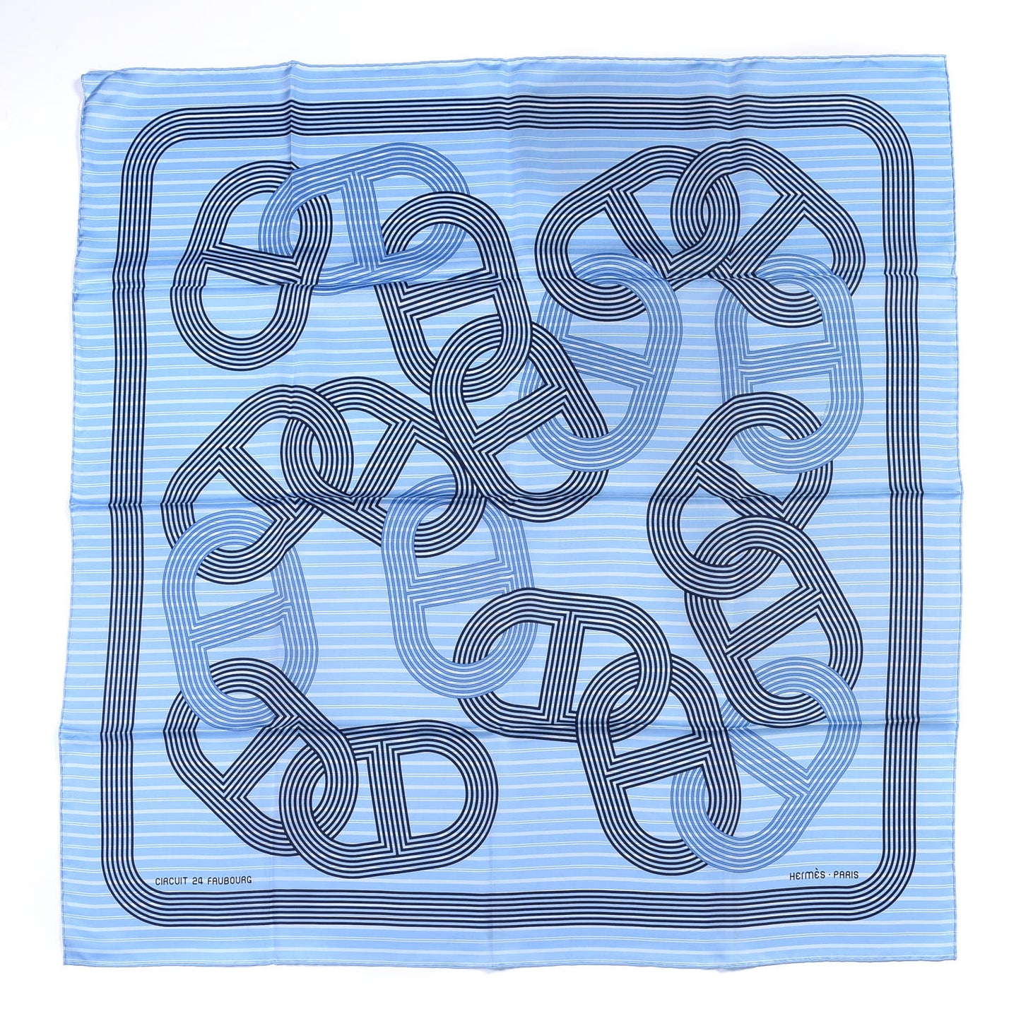 Silk Circuit 24 Faubourg Chemise Scarf 90 Bleu Ciel Marine