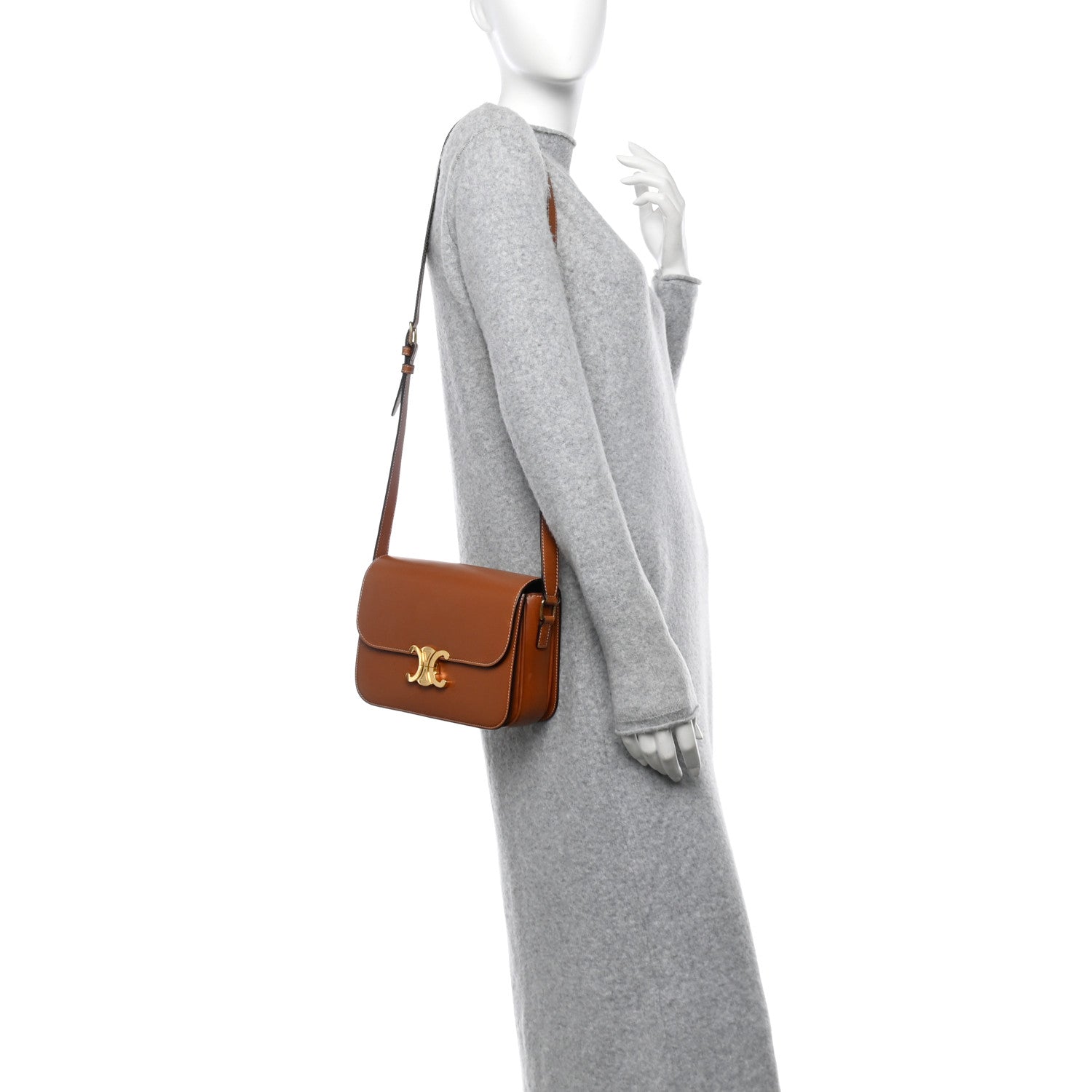 Celine Natural Calfskin Medium Triomphe Tan 2 of 11