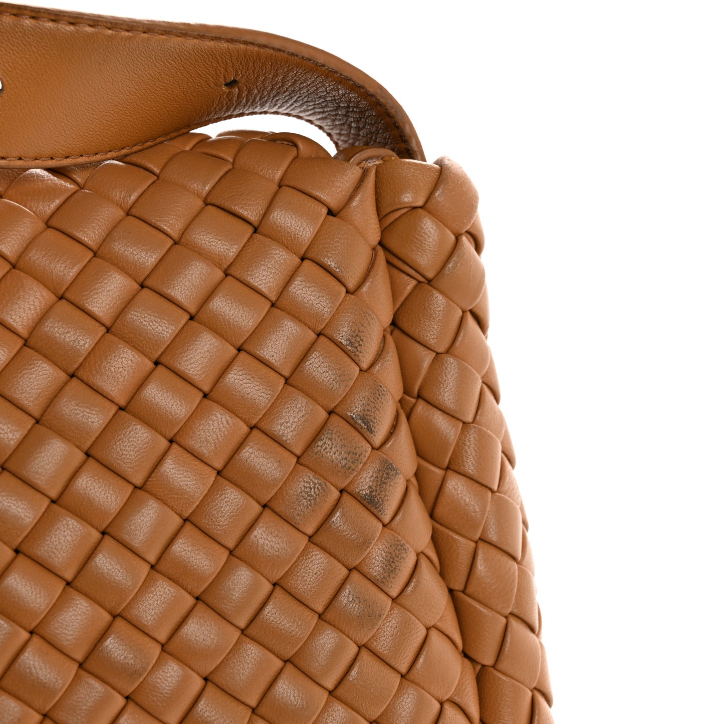 Nappa Intreccio Padded Small Cobble Shoulder Bag Caramel