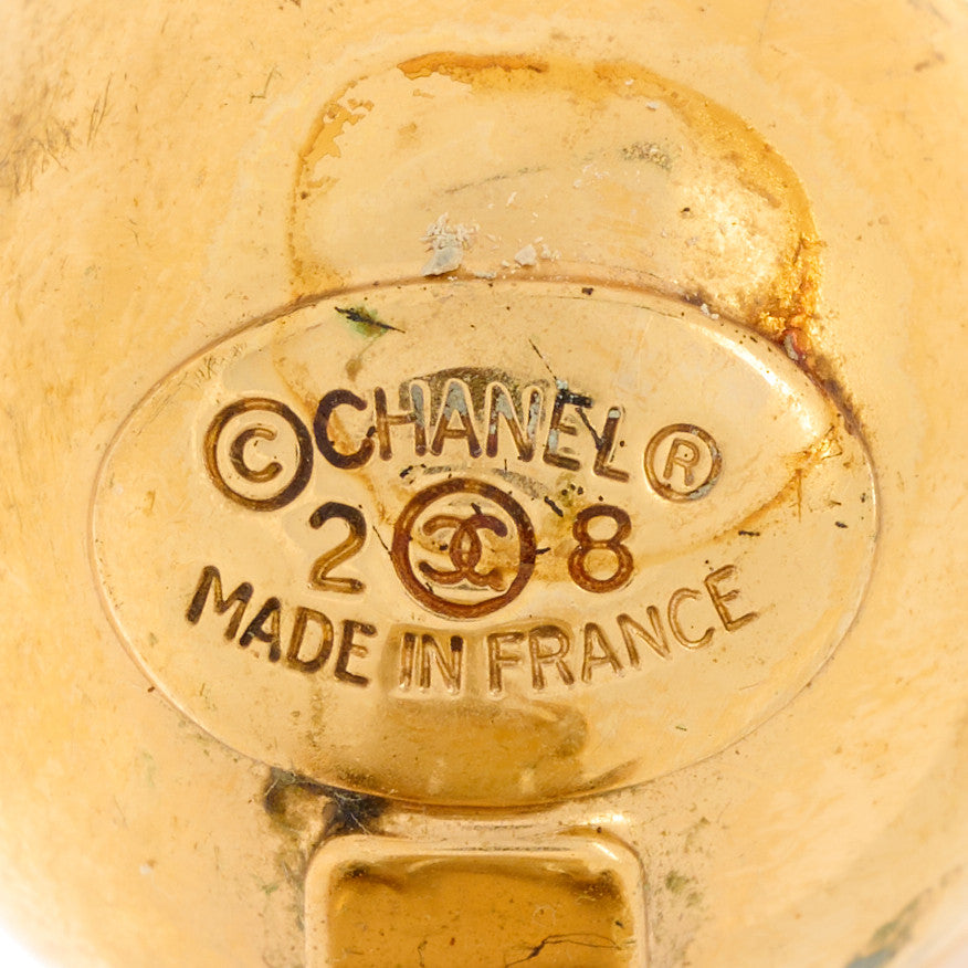 Pearl CC Drop Clip On Earrings Gold