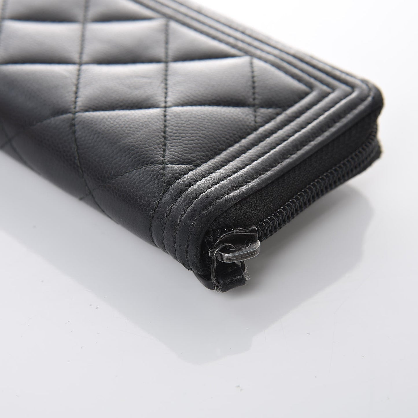 Caviar Quilted Boy Small Zip Around Wallet So Black