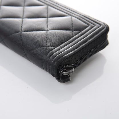 Chanel Caviar Quilted Boy Small Zip Around Wallet So Black 14 of 21