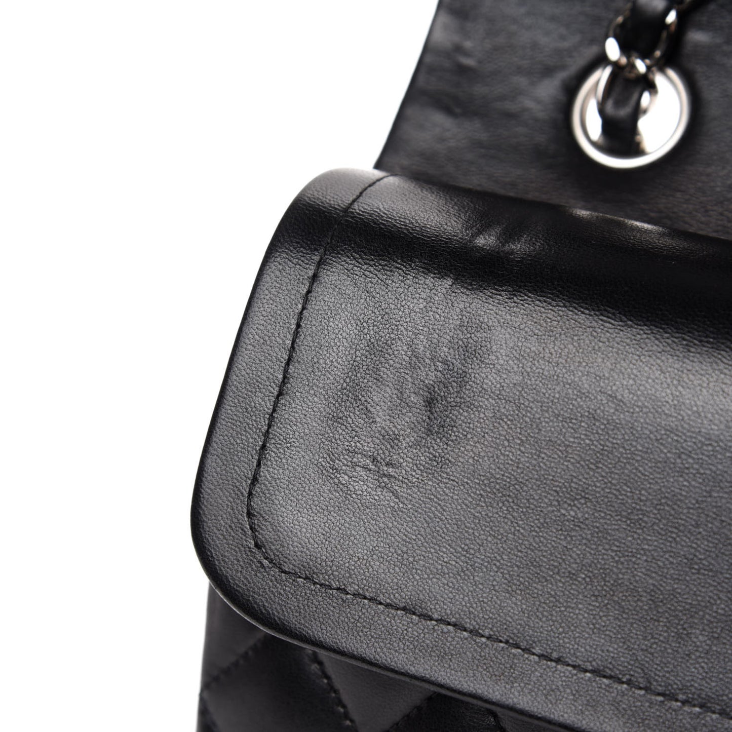 Lambskin Quilted Medium Double Flap Black