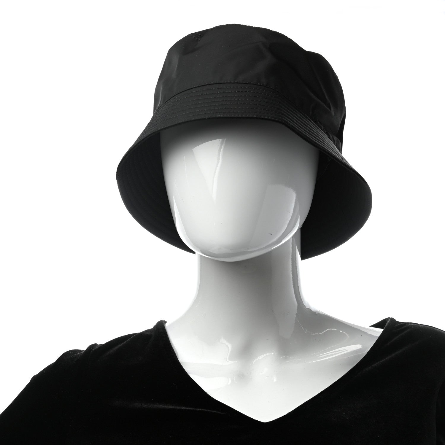 Prada Re-Nylon Metal Triangle Logo Womens Bucket Hat M Black 2 of 5
