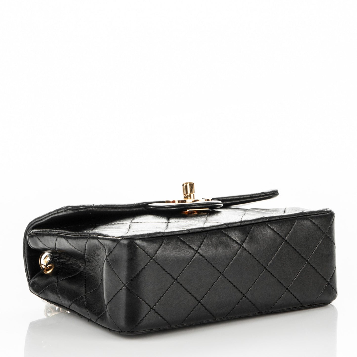 Lambskin Quilted Mini Square Flap Black
