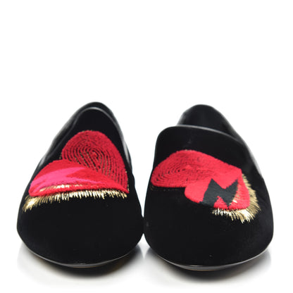 Saint Laurent Velvet Heart Smoking Slipper Flat Loafers 40 Black 2 of 9