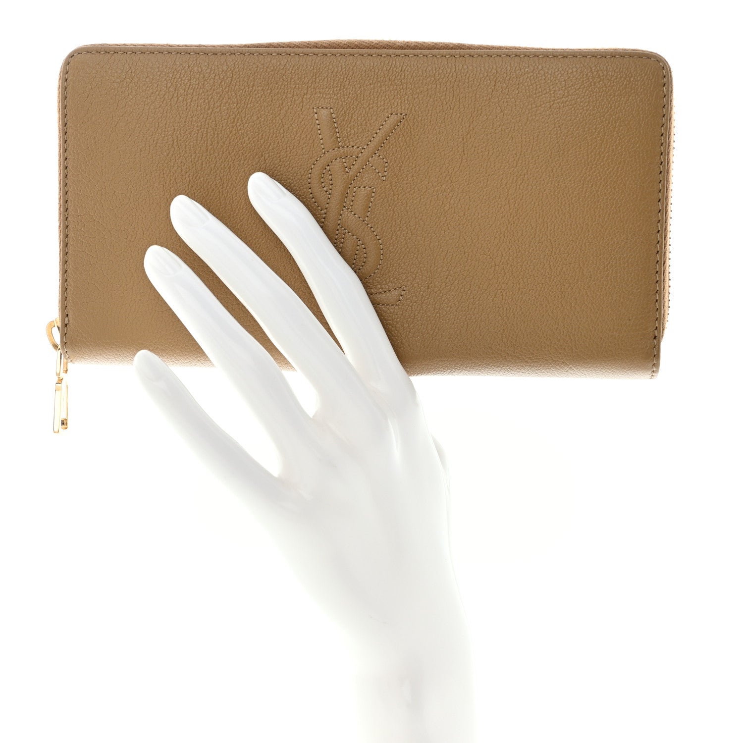 Saint Laurent Chevre Belle De Jour Zip Around Wallet Beige 2 of 8