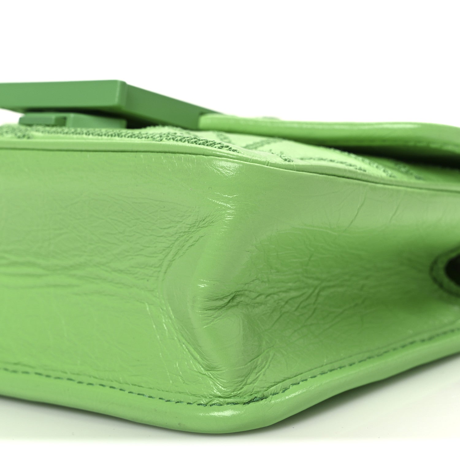 MCM Crash Calf Quilted Mini Travia Shoulder Bag Summer Green 9 of 10