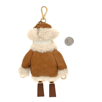 Prada Shearling Soft Robot Keychain Honey 2 of 3