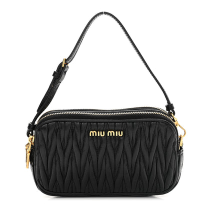 Miu Miu Nappa Matelasse Double Zip Pochette Clutch Black 1 of 12