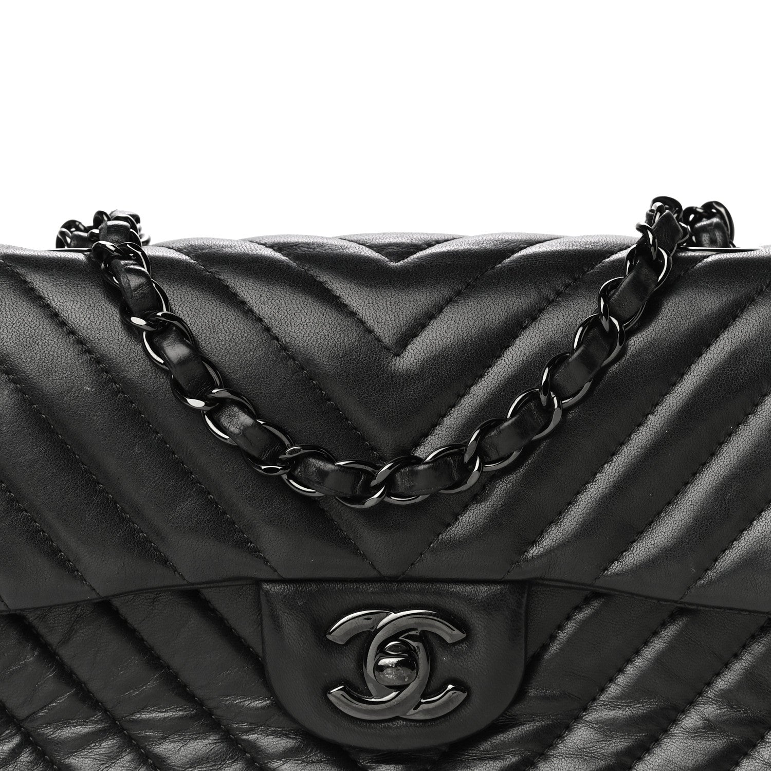 Chanel Lambskin Chevron Quilted Mini Rectangular Flap So Black 8 of 29