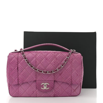 Chanel Elaphe Snakeskin Quilted Jumbo Easy Carry Flap Purple 13 of 13