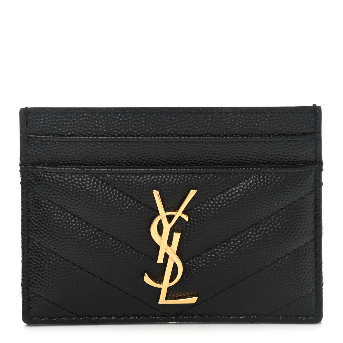 Grain De Poudre Matelasse Chevron Monogram Credit Card Case Black