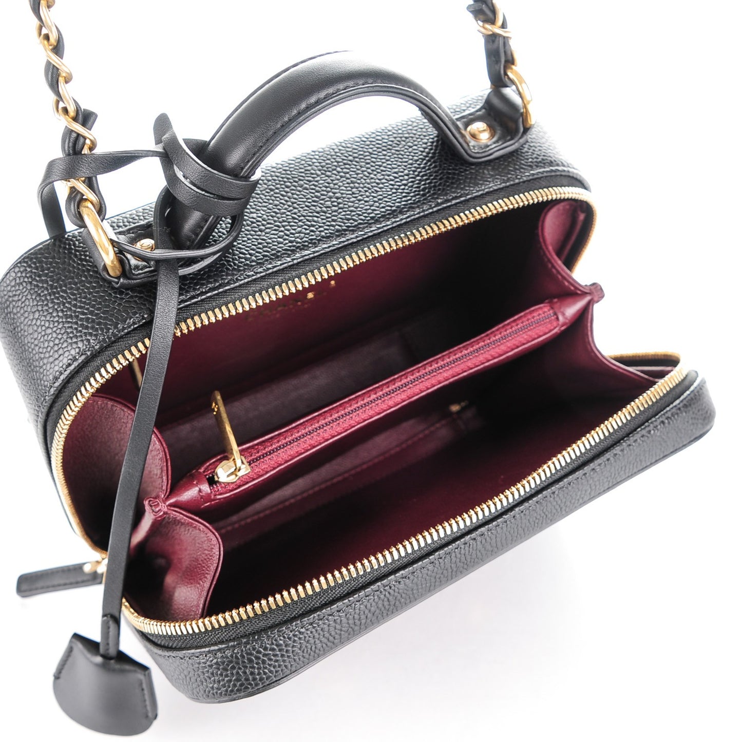 Caviar Quilted Medium CC Filigree Vanity Case Black