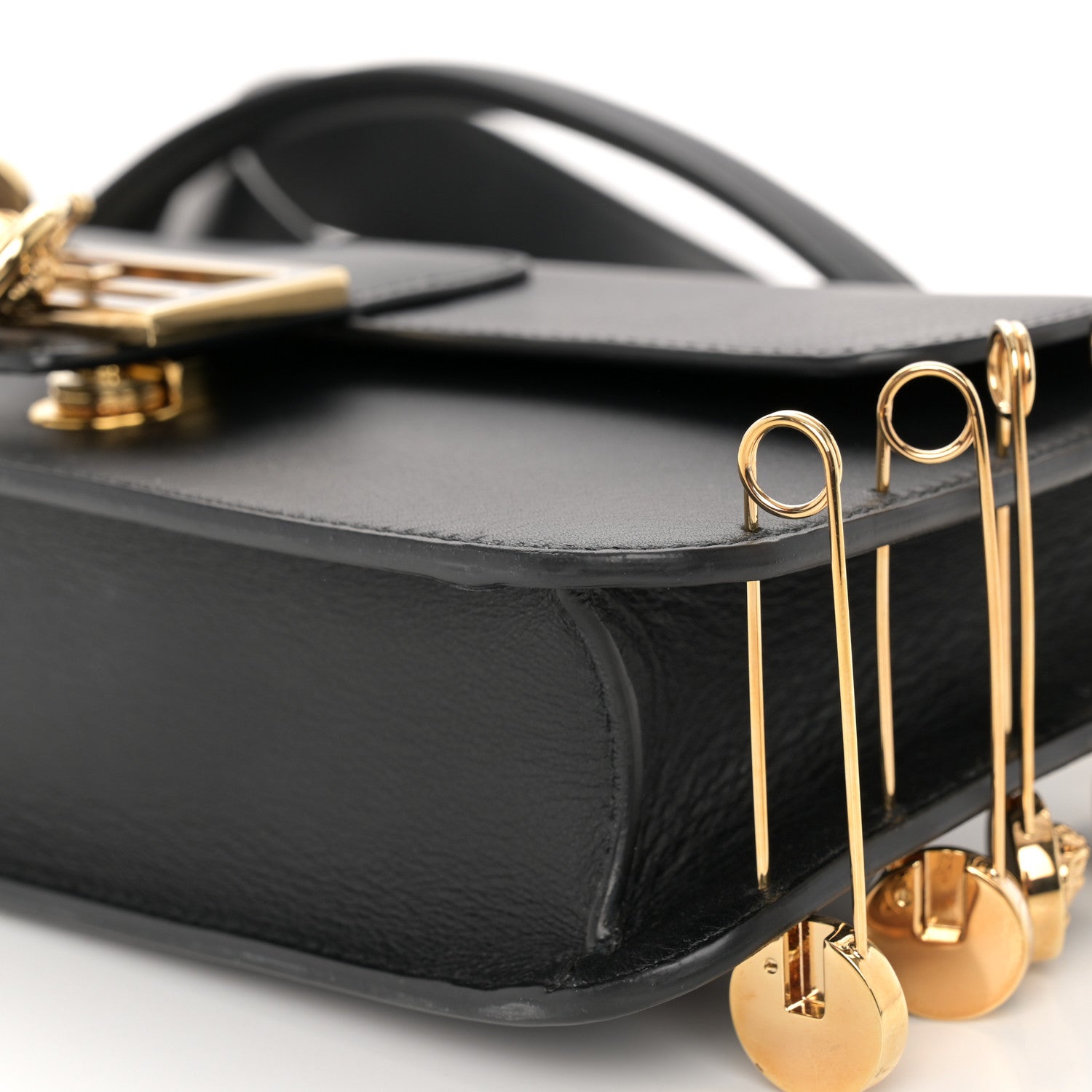 Fendi X VERSACE Vitello Seta Fendace Brooch Baguette Black 1510371