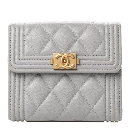 Chanel Caviar Quilted Compact Boy Flap Wallet Grey 1 of 9