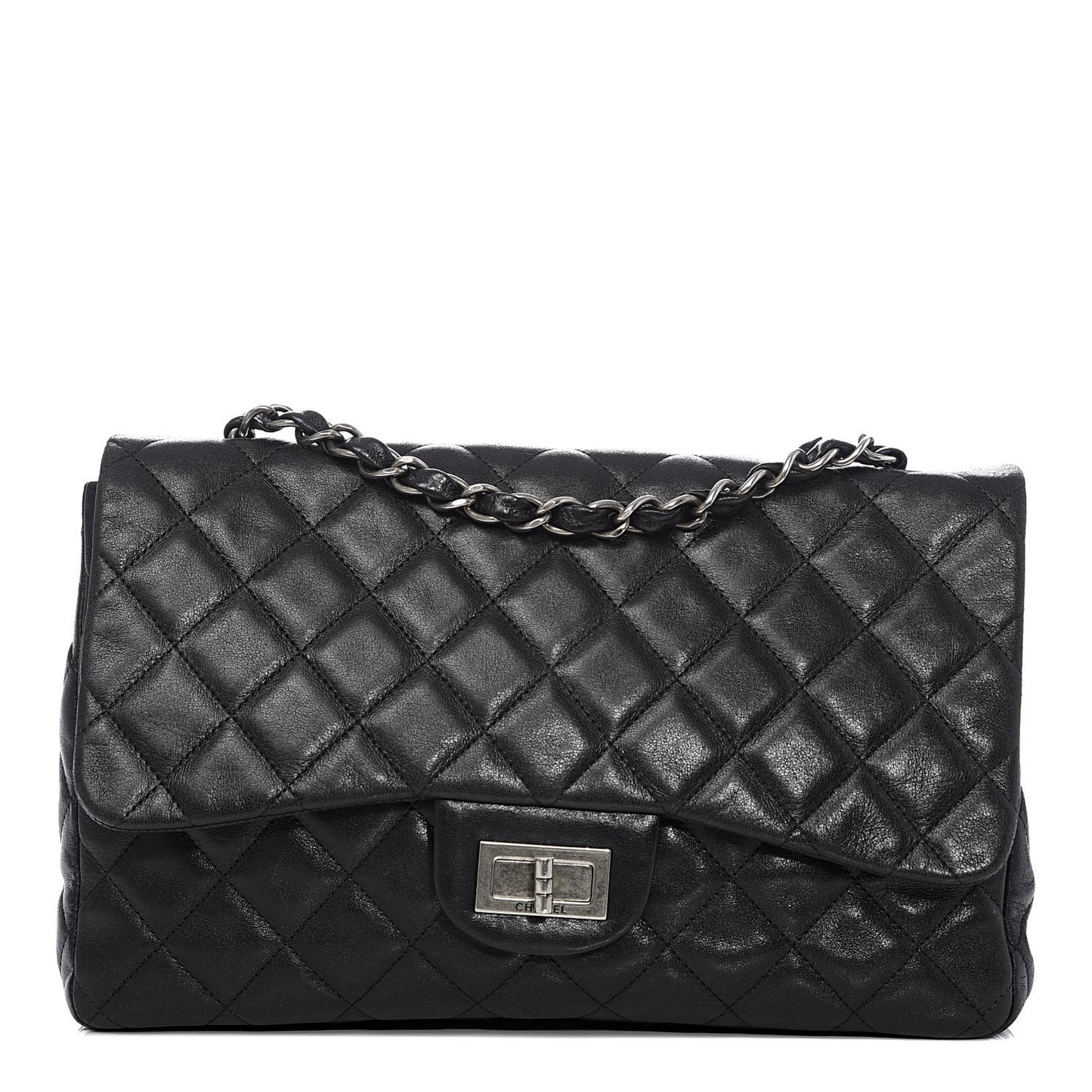 Washed Lambskin Quilted Jumbo Hybrid Reissue Flap Black