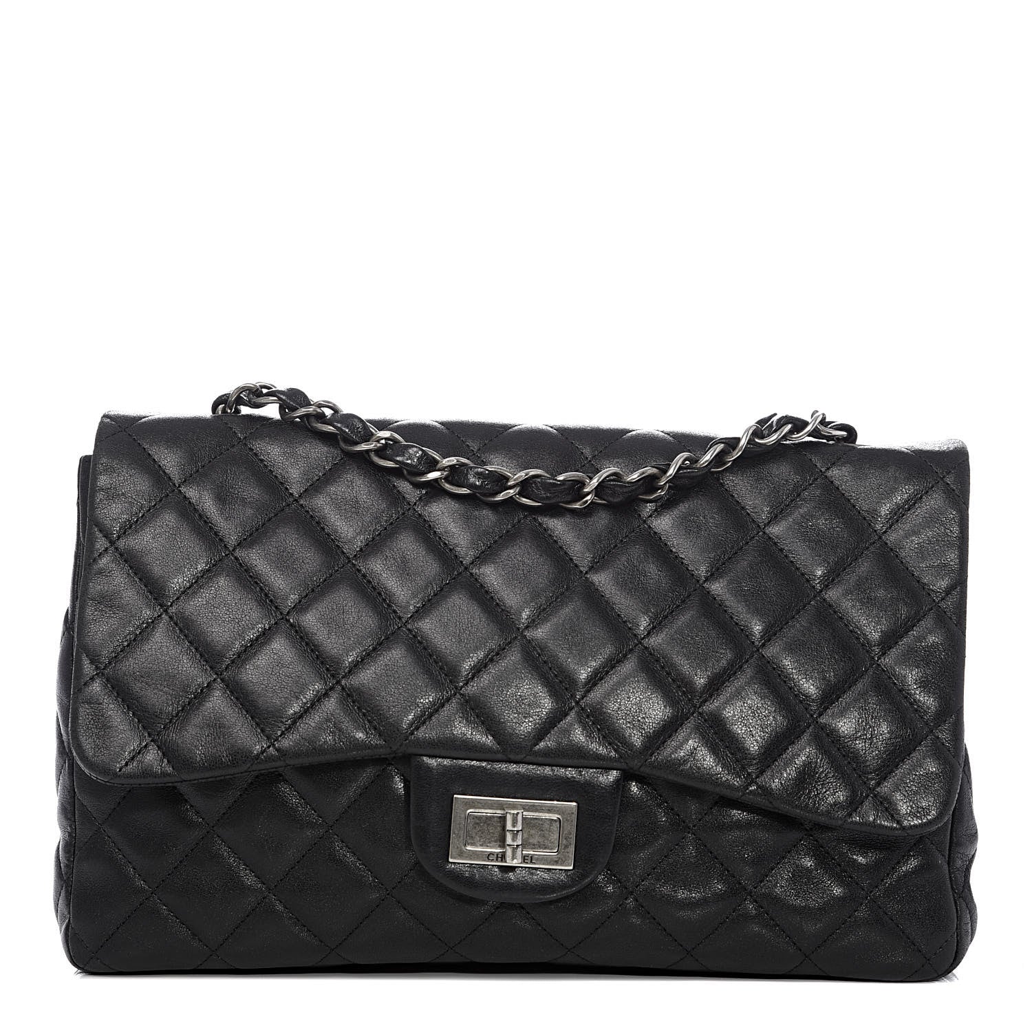 Chanel Washed Lambskin Quilted Jumbo Hybrid Reissue Flap Black 1 of 10