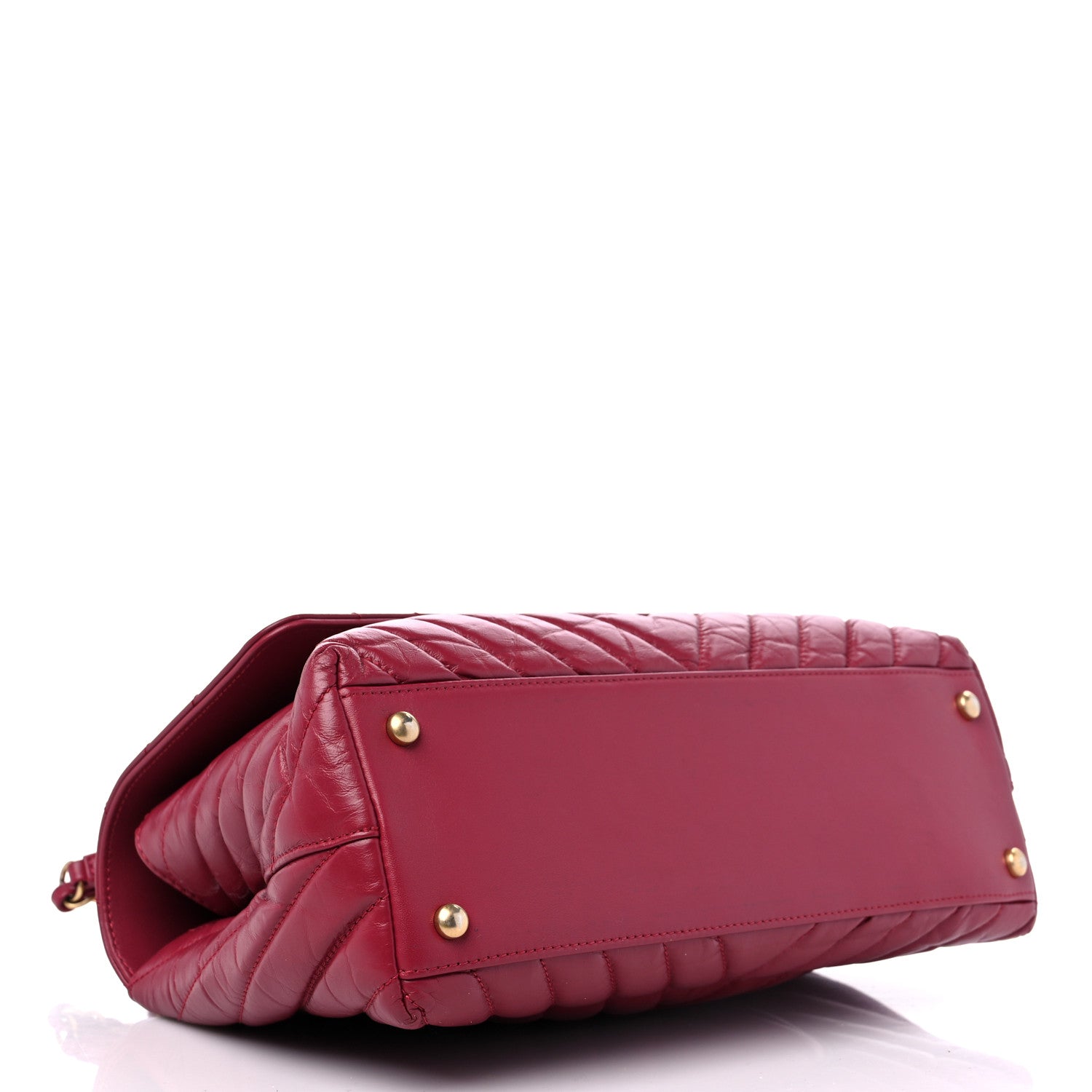 Chanel Calfskin Chevron Quilted Small Coco Handle Flap Dark Fuchsia 4 of 11