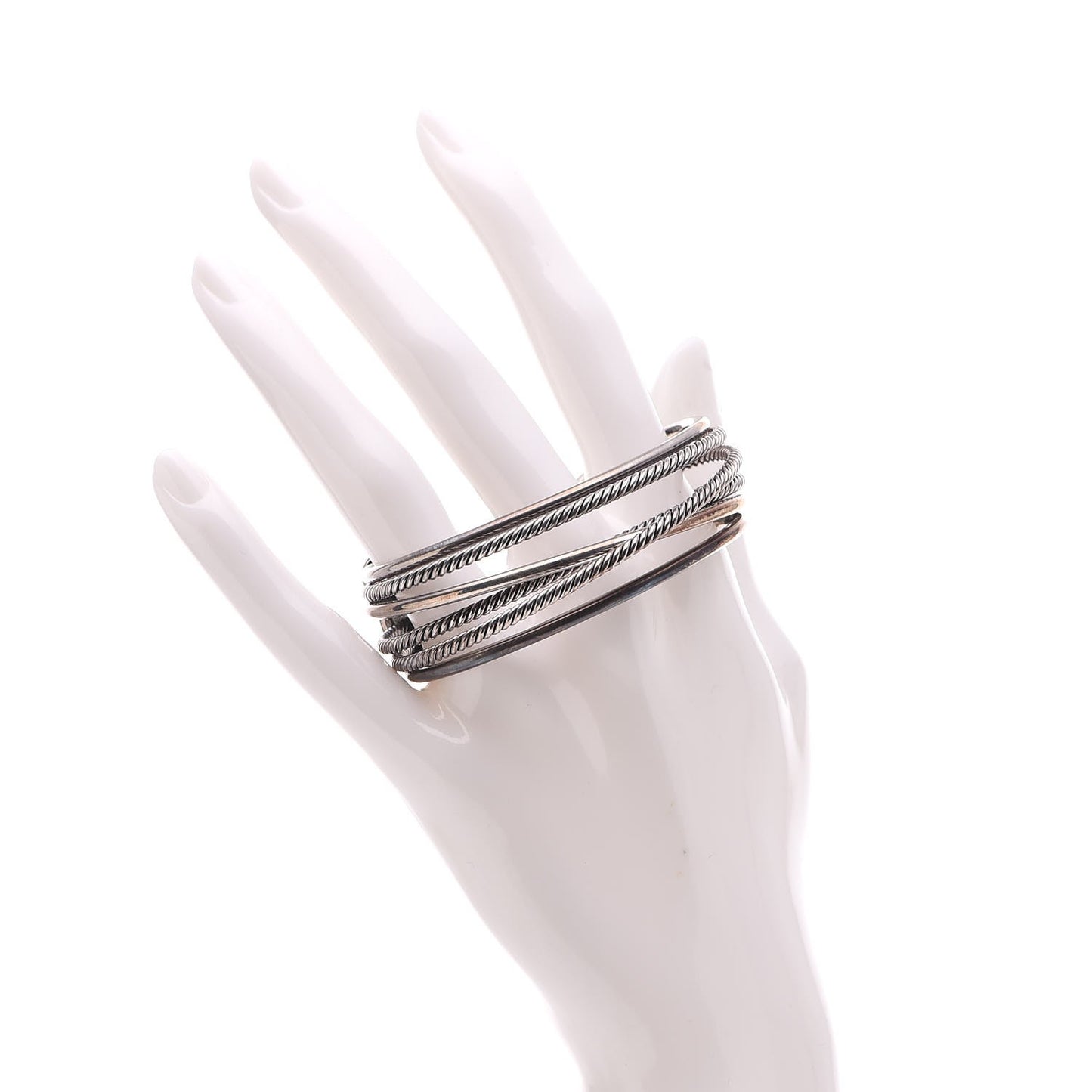 Sterling Silver 24mm Crossover Four Row Cuff S