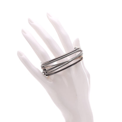 David Yurman Sterling Silver 24mm Crossover Four Row Cuff S 2 of 6