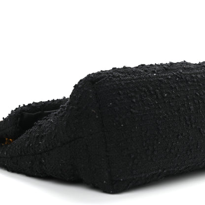 Saint Laurent Boucle Tweed Quilted Small Loulou Puffer Monogram Chain Satchel Black 10 of 12