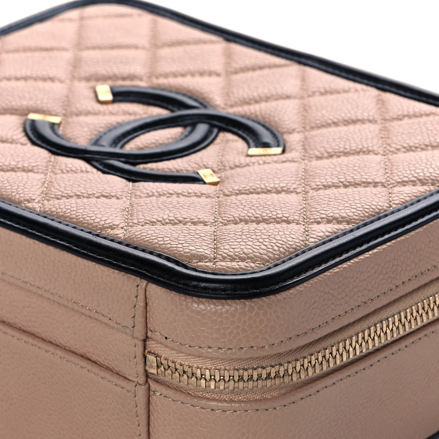 Chanel Caviar Quilted Medium CC Filigree Vanity Case Beige Black 11 of 14