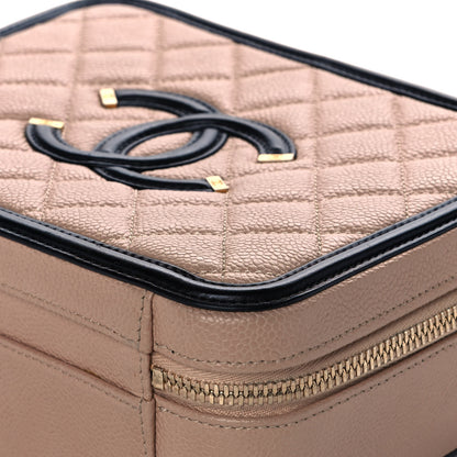 Chanel Caviar Quilted Medium CC Filigree Vanity Case Beige Black 11 of 14