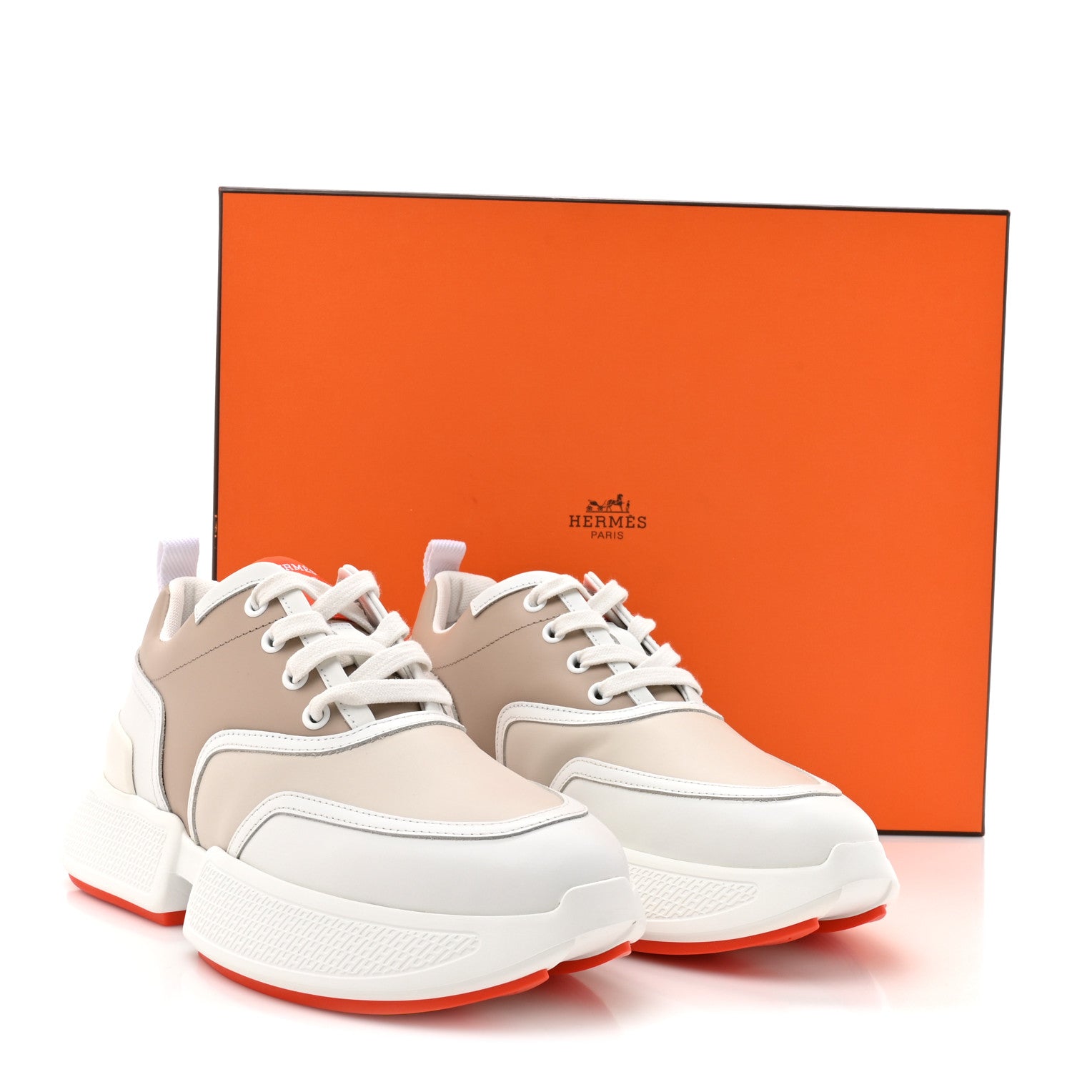 Hermes Calfskin Womens Giga Sneakers 37 Multicolor White Gomma