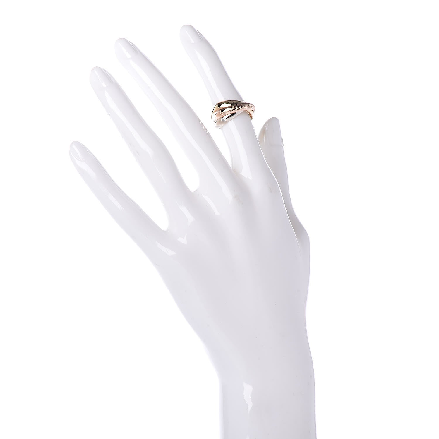 Cartier 18K Pink Yellow White Gold Classic Les Must De Trinity Ring 51 5.75 2 of 4