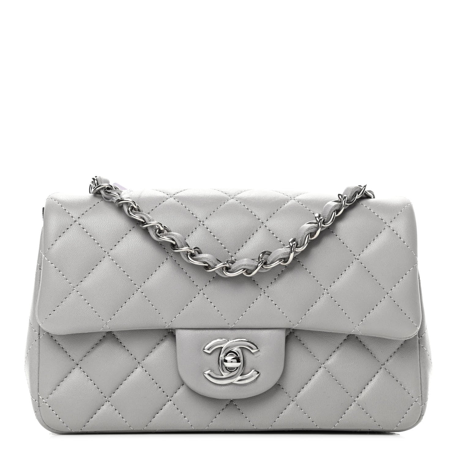 Chanel Lambskin Quilted Mini Rectangular Flap Grey 1 of 4