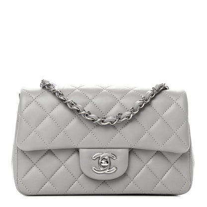 Chanel Lambskin Quilted Mini Rectangular Flap Grey 1 of 4