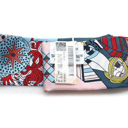 Hermes Silk De l'Ombrelle Aux Duels Twilly Bleu Moyen Rose Pale 3 of 3