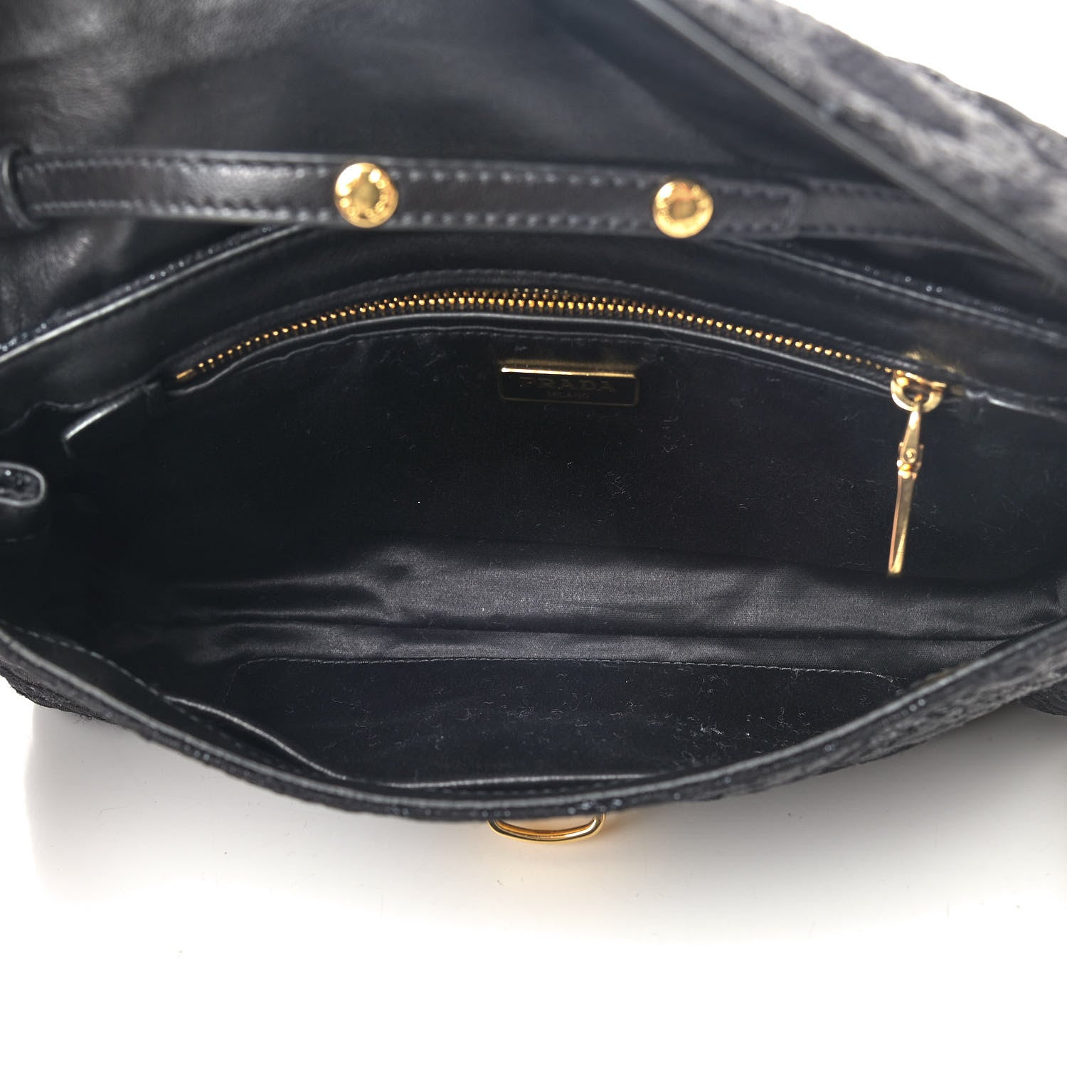 Prada Tessuto Nylon Lurex Embroidered Flap Black 4 of 12