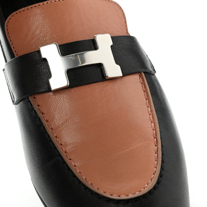 Hermes Calfskin Womens Paris Loafers 38 Black Rose Aube 9 of 10